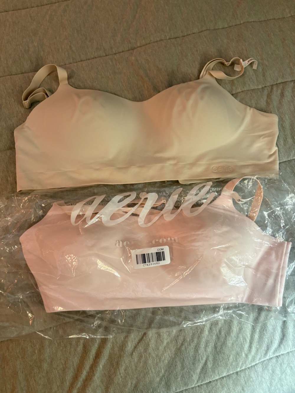 aerie Wireless Bralette Duo in Cream & Light Pink
